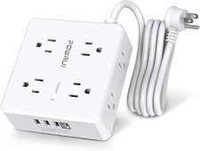Klein Tools 29601 PowerBox Magnetic Power Strip Integrated LED Work Light Outlet