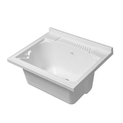 INBAGNO Vasca lavatoio 60x45 cm in resina bianca con pre fori per rubinetto