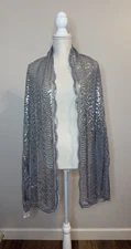 Cejon NWT Silver Scalloped Dressy Wrap Scarp 