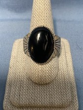 Large Sterling Silver and Black Onyx Ring 02-092 