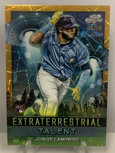 Junior Caminero [Gold] #ET-1 2024 Topps Cosmic Chrome Extraterrestrial Talent card
