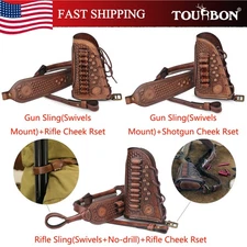 TOURBON Leather (No-drill) Gun Sling Cheek Rest Ammo Holder US-Multiple Choices