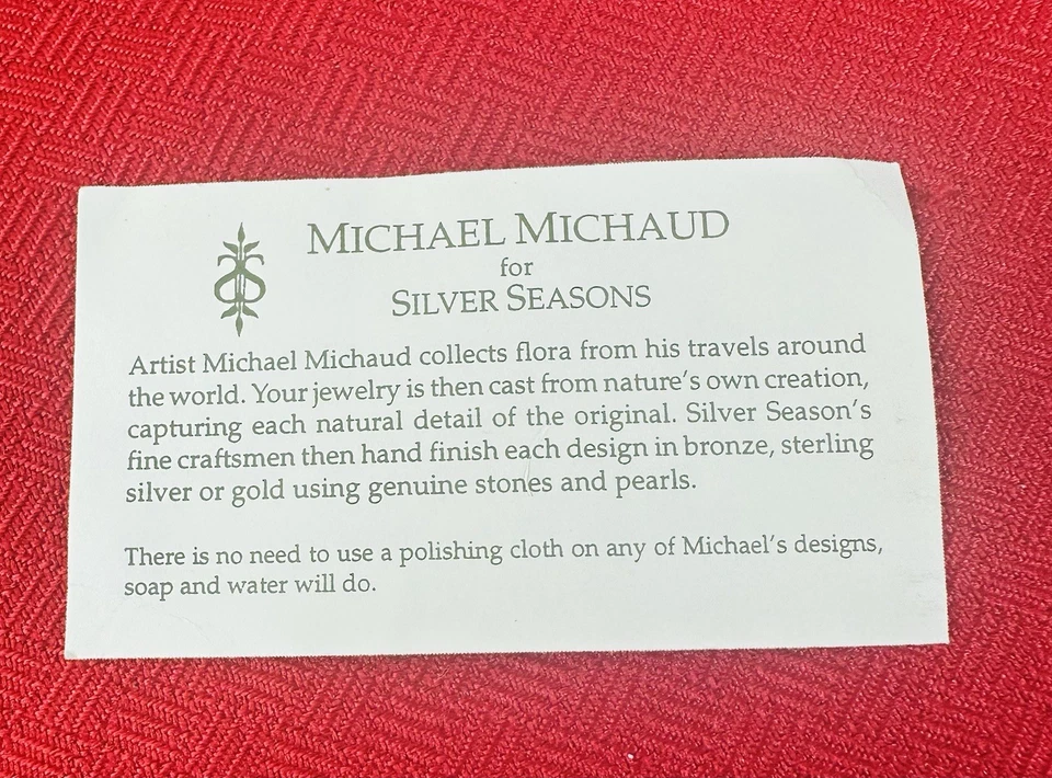 Michael Michaud Kyoto Maple Necklace 20” Gold Bronze Red Beads Silver Seasons - Image 3 of 4