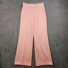 Vintage 70s Bell Bottom Pants Womens 12 26x32 Pink High Waist Flare Polyester