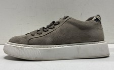 Vince Grey Suede Snakeskin Heel Platform Lace Up Sneakers Women's Size 8
