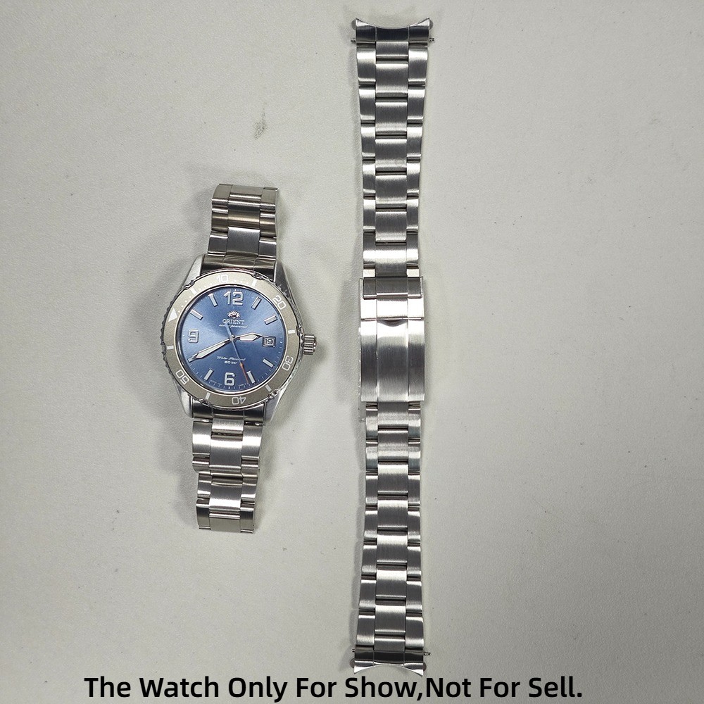 For ORIENT Mako 40 Steel 20mm Silver Brushed WatchBand Strap Bracelet Hollow end