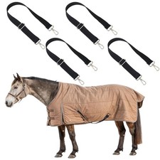 4 Pcs Horse Blanket Leg Straps, Elastic Straps with Double Swivel Snaps, Adju...
