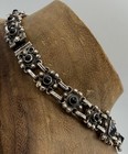 VTG MATL STYLE Sterling & OBSIDIAN Panel Link Necklace 19 In 111 Grams TAXCO — photo 6