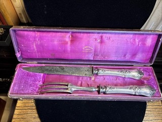 Antique French Silver Carving Cutlery Set