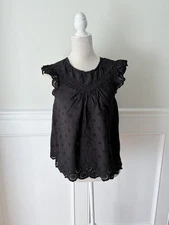 Sanctuary Black Pointelle Blouse XS Excellent Condition