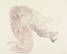 Wilhelm Loth Darmstadt Karlsruhe Kniender Akt Aquarell 1978