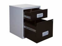 2 Drawer Combi Filing Cabinet Pierre Henry A4 Steel Lockable - Silver Black NEW