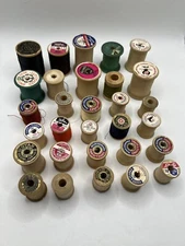 Wooden Spool Lot of 30 - Threaded & Empty - Small Medium Large