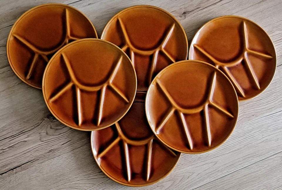 Lot de 6 Assiettes à Fondue Vintage, assiettes compartiments raclette - Photo 2/4