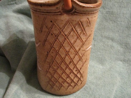 Hand Thrown Art Pottery Vessel/Vase with Designs and Handle - Signed by Artist - Picture 7 of 9