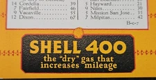 c1930s " SHELL 400 " Oil VAPOR Gas BERKEKEY CALIFORNIA Mileage Chart Advertising