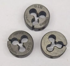 3 BTS 10-30 NS Round Dies 13/16" OD Screw Adjustable Die Carbon Steel Japan