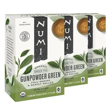 Numi Organic Tea Gunpowder Green, 18 Tea Bags (Pack of 3), Full-Bodied Gently Ro