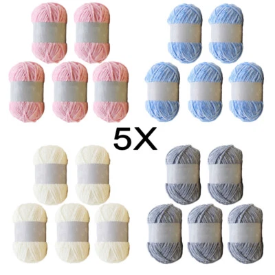 100g Skein Shiny Chunky Chenille Yarn Crochet Baby Velvet Knitting Wool UK