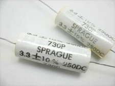 2X - 3.3uf @ 250v (ORIGINAL SPRAGUE) 730P POLYPROPYLENE FILM CAPACITOR      #107