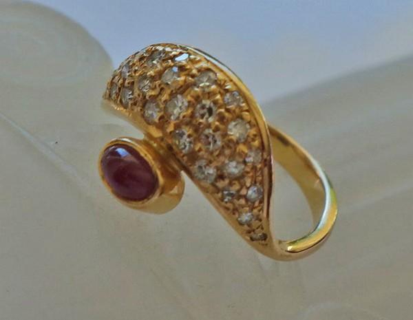*Brilliant ring ring with ruby brilliant 0.55 ct … - image 6