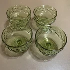 (4) Vtg Anchor Hocking Lido Milano Avocado Green Crinkled Sherbet/Dessert Footed