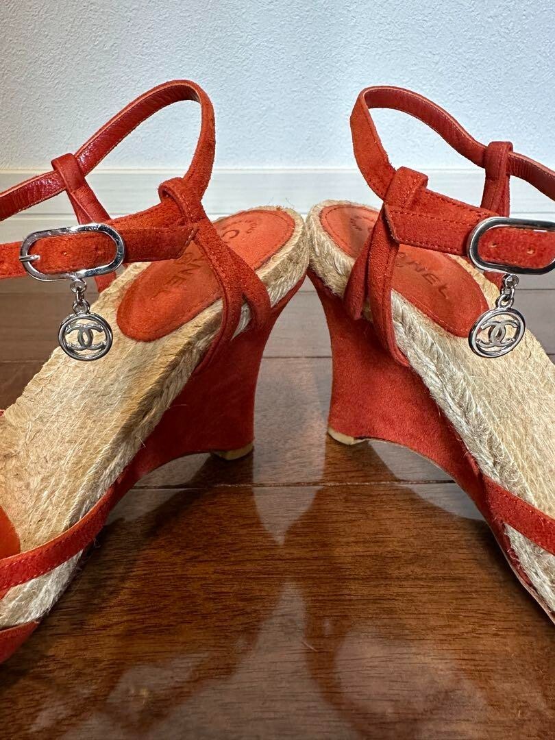 CHANEL Wedge Sole COCO MARK Charm Sandals Mules Pumps Shoes Women