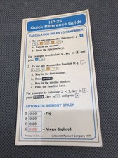 HP-25 Quick Reference Guide, Excellent Condition