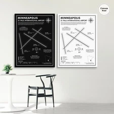 MSP, Minneapolis–Saint Paul Intl. Airport, Airport Map Art, Airport Code Art