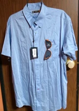 NWT Light Blue CREMIEUX Performance S/S Button Front Shirt-XXL