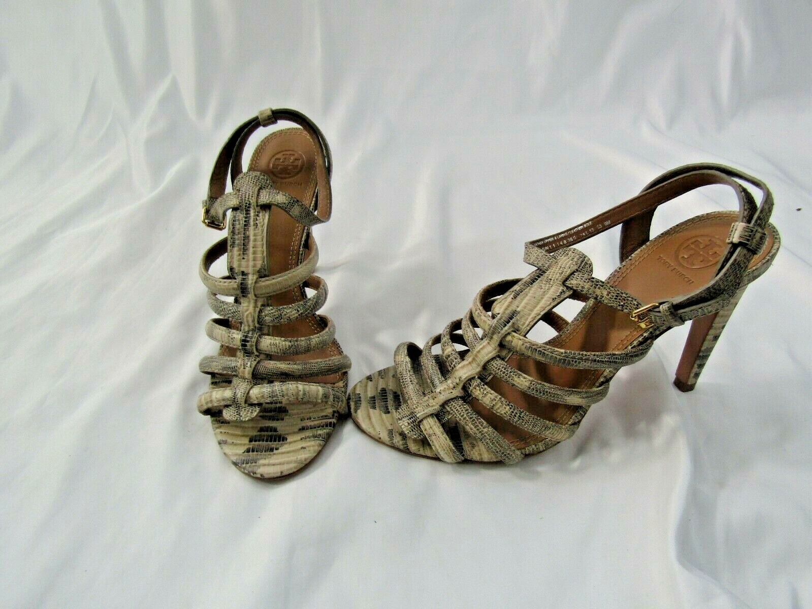 Tory Burch Python Embossed Leather Ankle Strap Si… - image 1