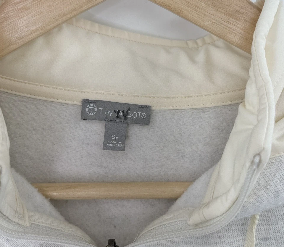 T by Talbots Cremallera Frontal Polar Sudadera con Capucha Jaspeado Avena Suéter Talla Mascota Pequeña Foto 4 de 4