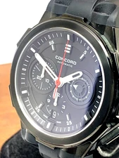 Concord Men's Watch C2 Swiss Automatic Chronograph Black Dial Rubber Band 43mm