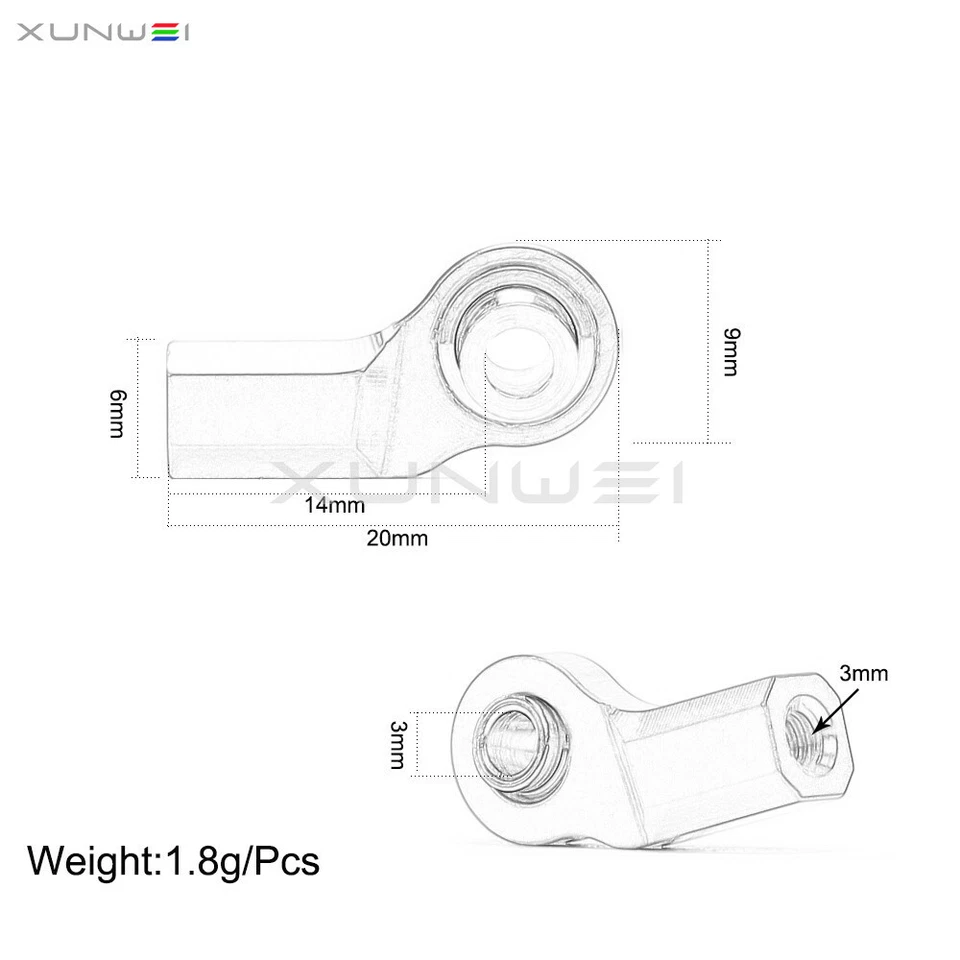 Alloy M3 Bent Pivot Rod End Width Balls for RC Crawler Axial SCX10 RC4WD D90 - Image 2 of 4