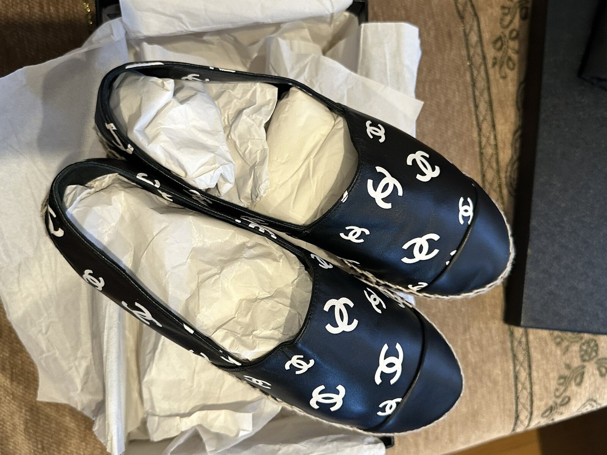 100% Authentic Chanel Black X White Leather CC All Over Icon