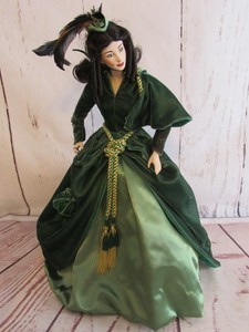 Franklin-Mint-Heirloom-Doll-Gone-with-the-Wind-Scarlett-O-039-Hara-Green-Drapery-COA