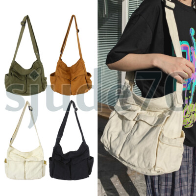 Womens Canvas Messenger Shoulder Bag Crossbody Purse