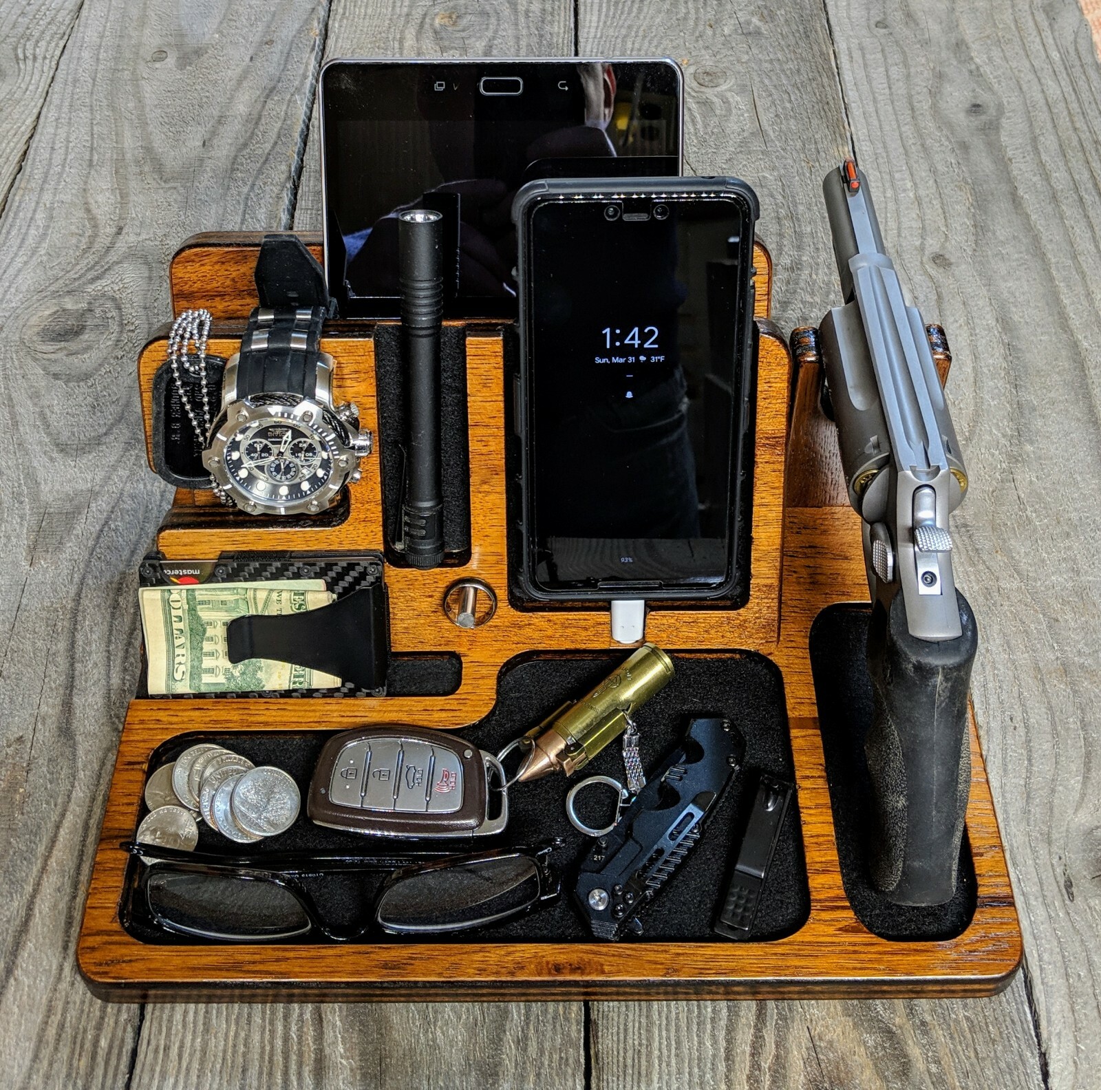 EDC DUMP TRAY STATION PISTOL GUN CELL PHONE TABLET JEWELRY RING KNIFE FLASHLIGHT eBay