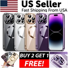 For Apple iPhone 15 14 13 12 11 Pro Max Case Mag Safe Magnetic Camera Lens Cover