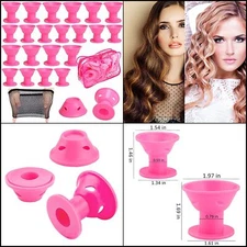 40 Pcs Pink Magic Heatless Silicone Hair Curlers  20pcs Large 20pcs Small Curler