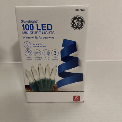 GE StayBright 100-Count 24.75-ft Constant Warm White Mini LED Plug-In Christmas
