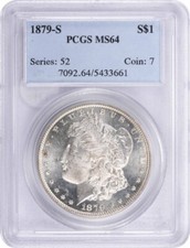 1879-S Morgan Silver Dollar MS64 PCGS