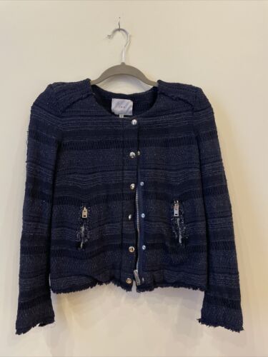 Iro lizzie distressed tweed jacket navy size 36 - image 1