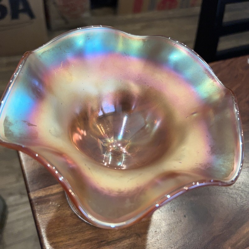 Vintage Northwood Carnival Glass Plain Jane ￼Compote Marked 42223