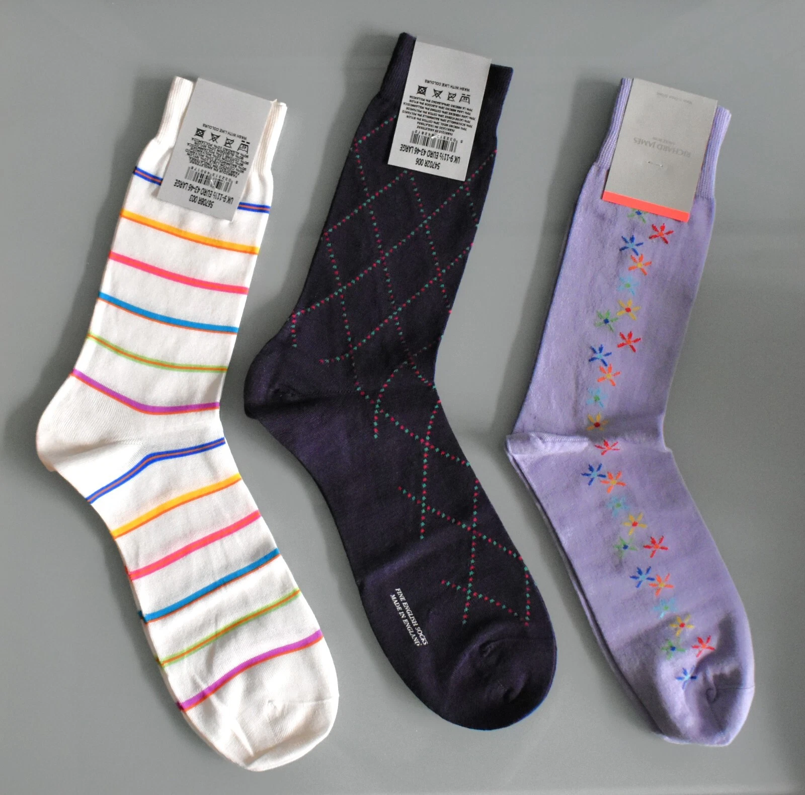 4 Pairs Richard James Pantherella Calf Length Cotton or Wool Socks £68 Large L b