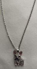 FRENCH BULLDOG Necklace With Stones Silver Color