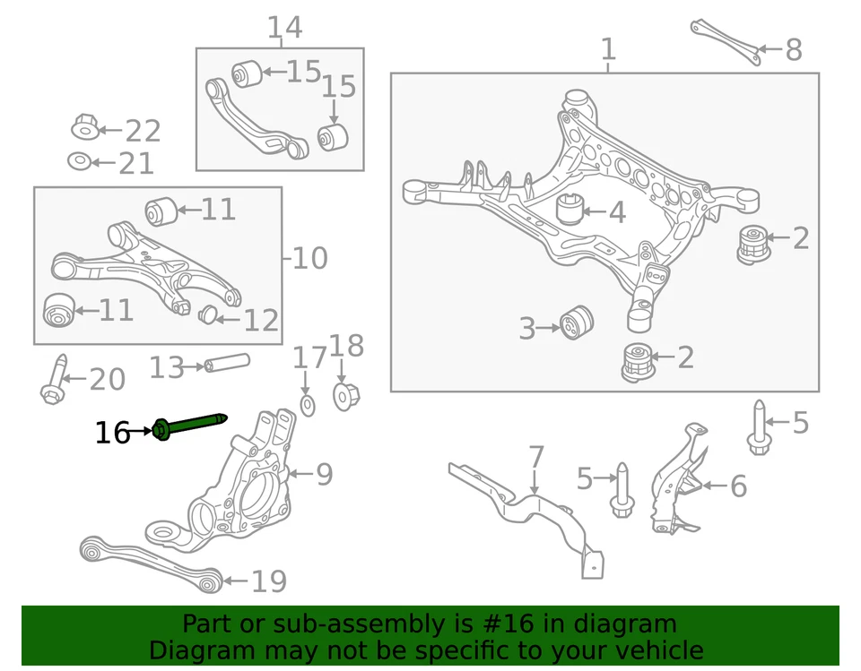 Brazo de control superior genuino Audi perno de ajuste WHT-000-228-A Foto 2 de 3