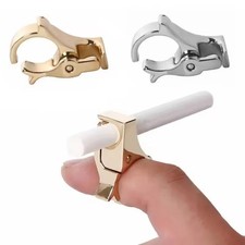 Zigarettenhalter-Ring Hirschkopf Fingerclip Metall Raucherzubeh&ouml;r Silber