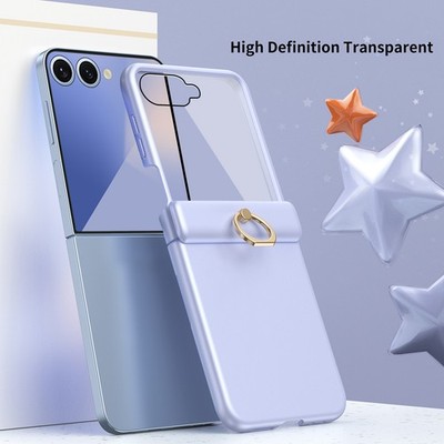 With Screen Cover Ring Stand PC Case Hinge For Samsung Z Flip 7 6 5 4 3 Case