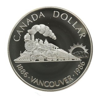 Kanada 1986 1 Dollar 100 Jahre Transkanadische Eisenbahn Vancouver